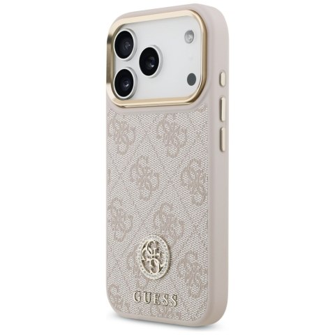 Etui Guess 4G Strass Logo & Big Strap Metal Buttons MagSafe do iPhone 17 Pro różowy
