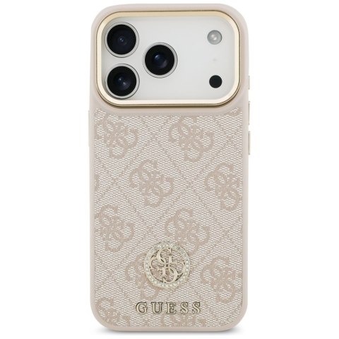 Etui Guess 4G Strass Logo & Big Strap Metal Buttons MagSafe do iPhone 17 Pro różowy