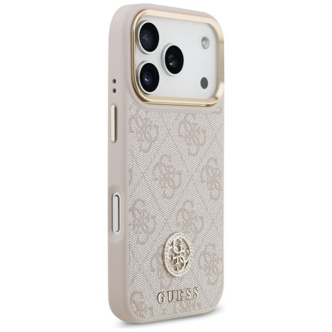 Etui Guess 4G Strass Logo & Big Strap Metal Buttons MagSafe do iPhone 17 Pro różowy