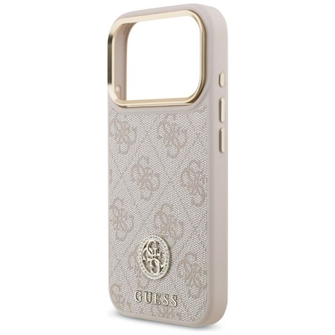 Etui Guess 4G Strass Logo & Big Strap Metal Buttons MagSafe do iPhone 17 Pro różowy
