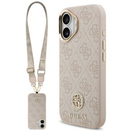 Etui Guess 4G Strass Logo & Big Strap Metal Buttons MagSafe do iPhone 17 różowy