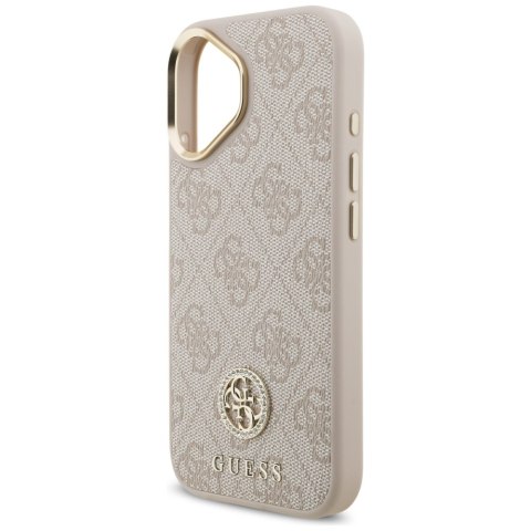 Etui Guess 4G Strass Logo & Big Strap Metal Buttons MagSafe do iPhone 17 różowy
