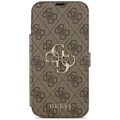Etui Guess Book 4G Metal Logo do iPhone 17 Pro Max brązowy