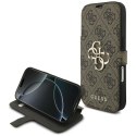 Etui Guess Book 4G Metal Logo do iPhone 17 Pro brązowy