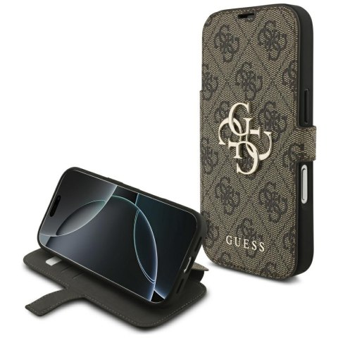 Etui Guess Book 4G Metal Logo do iPhone 17 Pro brązowy