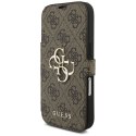 Etui Guess Book 4G Metal Logo do iPhone 17 Pro brązowy