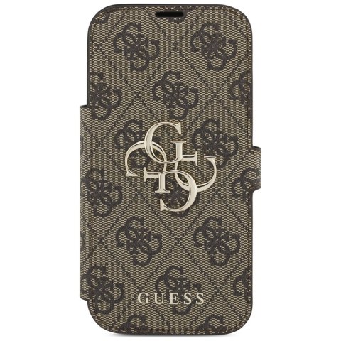 Etui Guess Book 4G Metal Logo do iPhone 17 Pro brązowy