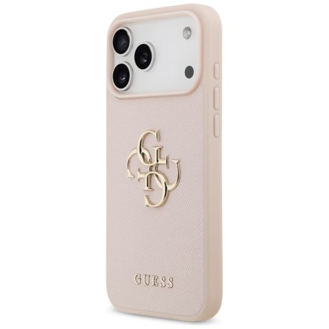 Etui Guess Grained Big 4G & Classic Logo do iPhone 17 Pro Max różowy