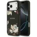 Etui Guess Grained Flowers Classic Logo MagSafe do iPhone 17 Pro Max czarny