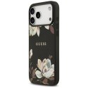 Etui Guess Grained Flowers Classic Logo MagSafe do iPhone 17 Pro Max czarny