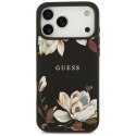 Etui Guess Grained Flowers Classic Logo MagSafe do iPhone 17 Pro Max czarny