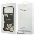 Etui Guess Grained Flowers Classic Logo MagSafe do iPhone 17 Pro Max czarny