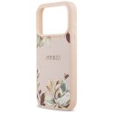 Etui Guess Grained Flowers Classic Logo MagSafe do iPhone 17 Pro różowy