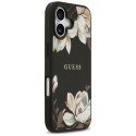 Etui Guess Grained Flowers Classic Logo MagSafe do iPhone 17 czarny