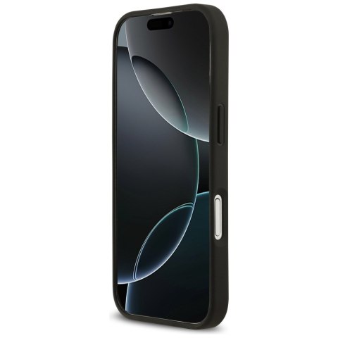 Etui Guess Grained Flowers Classic Logo MagSafe do iPhone 17 czarny