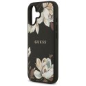 Etui Guess Grained Flowers Classic Logo MagSafe do iPhone 17 czarny