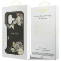 Etui Guess Grained Flowers Classic Logo MagSafe do iPhone 17 czarny