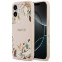 Etui Guess Grained Flowers Classic Logo MagSafe do iPhone 17 różowy