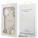 Etui Guess Grained Flowers Classic Logo MagSafe do iPhone 17 różowy