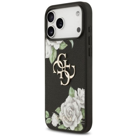 Etui Guess Grained Roses & Big 4G Logo do iPhone 17 Pro Max czarny