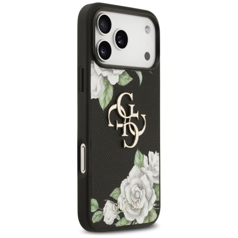 Etui Guess Grained Roses & Big 4G Logo do iPhone 17 Pro Max czarny