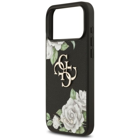 Etui Guess Grained Roses & Big 4G Logo do iPhone 17 Pro Max czarny