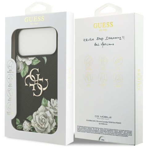Etui Guess Grained Roses & Big 4G Logo do iPhone 17 Pro Max czarny
