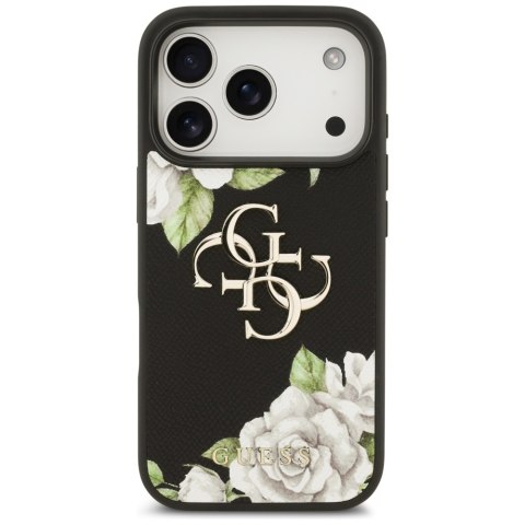 Etui Guess Grained Roses & Big 4G Logo do iPhone 17 Pro czarny