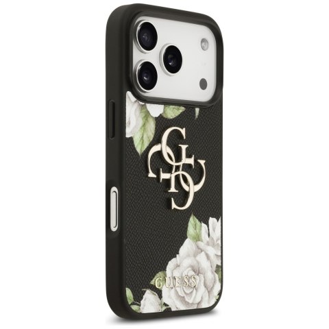 Etui Guess Grained Roses & Big 4G Logo do iPhone 17 Pro czarny