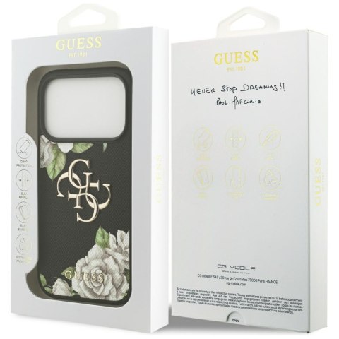 Etui Guess Grained Roses & Big 4G Logo do iPhone 17 Pro czarny