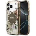 Etui Guess IML Flower & Tonal Circle MagSafe do iPhone 17 Pro brązowy
