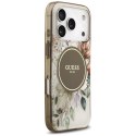 Etui Guess IML Flower & Tonal Circle MagSafe do iPhone 17 Pro brązowy