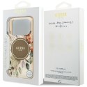 Etui Guess IML Flower & Tonal Circle MagSafe do iPhone 17 Pro brązowy