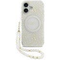 Etui Guess IML Flowers Electro Pearl Strap MagSafe do iPhone 17 biały