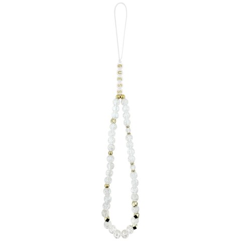 Etui Guess IML Flowers Electro Pearl Strap MagSafe do iPhone 17 biały