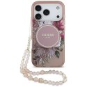 Etui Guess IML Flowers Pearl Strap MagSafe do iPhone 17 Pro różowy