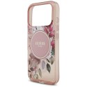 Etui Guess IML Flowers Pearl Strap MagSafe do iPhone 17 Pro różowy