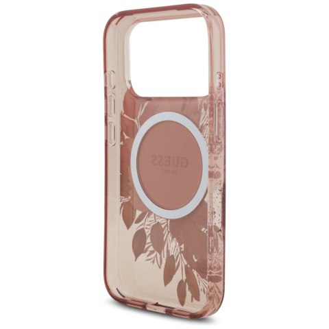 Etui Guess IML Flowers Pearl Strap MagSafe do iPhone 17 Pro różowy