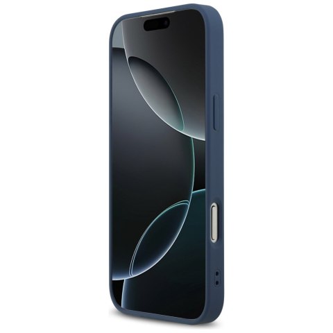 Etui Guess Leather 4G Triangle Strass MagSafe do iPhone 17 Pro Max niebieski