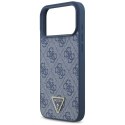 Etui Guess Leather 4G Triangle Strass MagSafe do iPhone 17 Pro Max niebieski