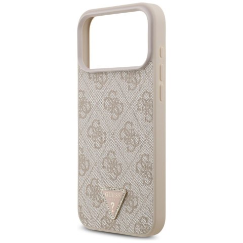 Etui Guess Leather 4G Triangle Strass MagSafe do iPhone 17 Pro Max różowy