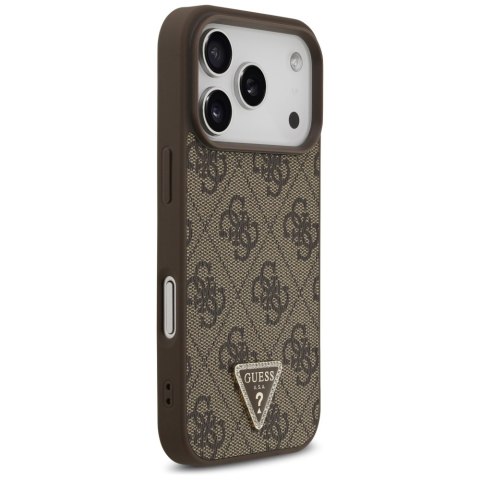 Etui Guess Leather 4G Triangle Strass MagSafe do iPhone 17 Pro brązowy