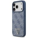Etui Guess Leather 4G Triangle Strass MagSafe do iPhone 17 Pro niebieski