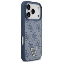 Etui Guess Leather 4G Triangle Strass MagSafe do iPhone 17 Pro niebieski