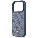 Etui Guess Leather 4G Triangle Strass MagSafe do iPhone 17 Pro niebieski