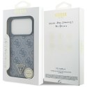 Etui Guess Leather 4G Triangle Strass MagSafe do iPhone 17 Pro niebieski