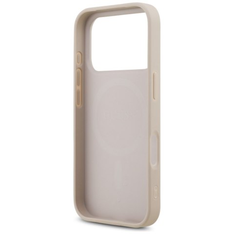 Etui Guess Leather 4G Triangle Strass MagSafe do iPhone 17 Pro różowy