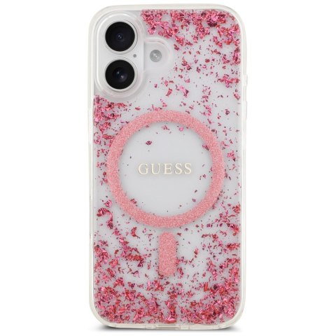 Etui Guess Resin Bottom Glitter MagSafe do iPhone 17 różowy