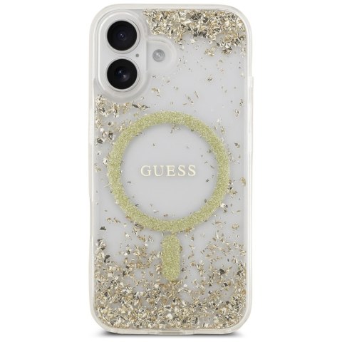 Etui Guess Resin Bottom Glitter MagSafe do iPhone 17 złoty