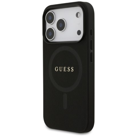 Etui Guess Saffiano Classic Logo MagSafe do iPhone 17 Pro czarny